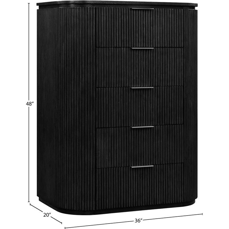 Meridian Furniture Astrid Black Solid Wood And Oak Veneer Chest