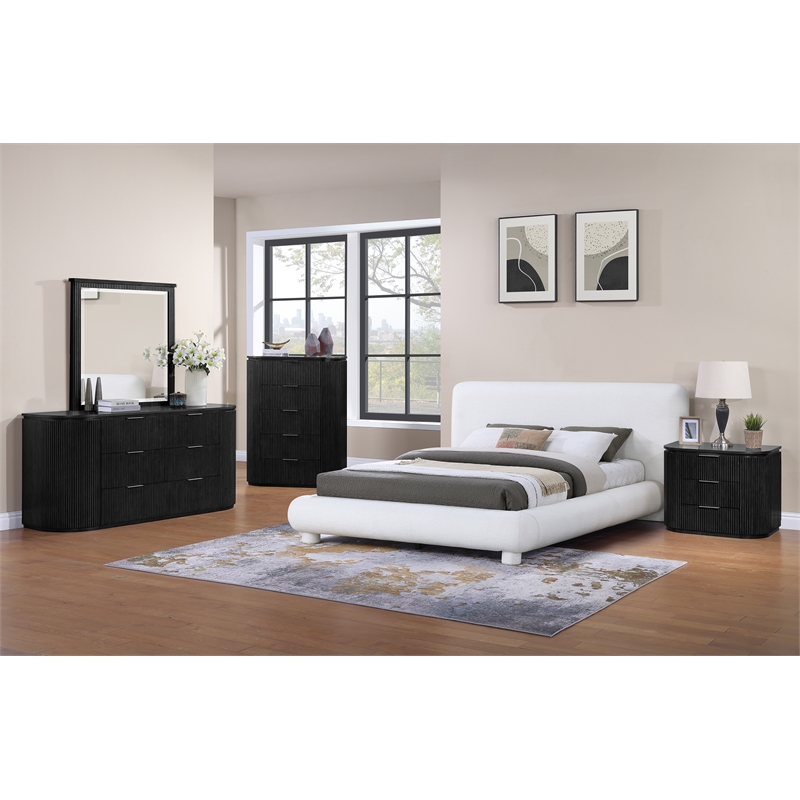 Meridian Furniture Astrid Black Solid Wood And Oak Veneer Chest