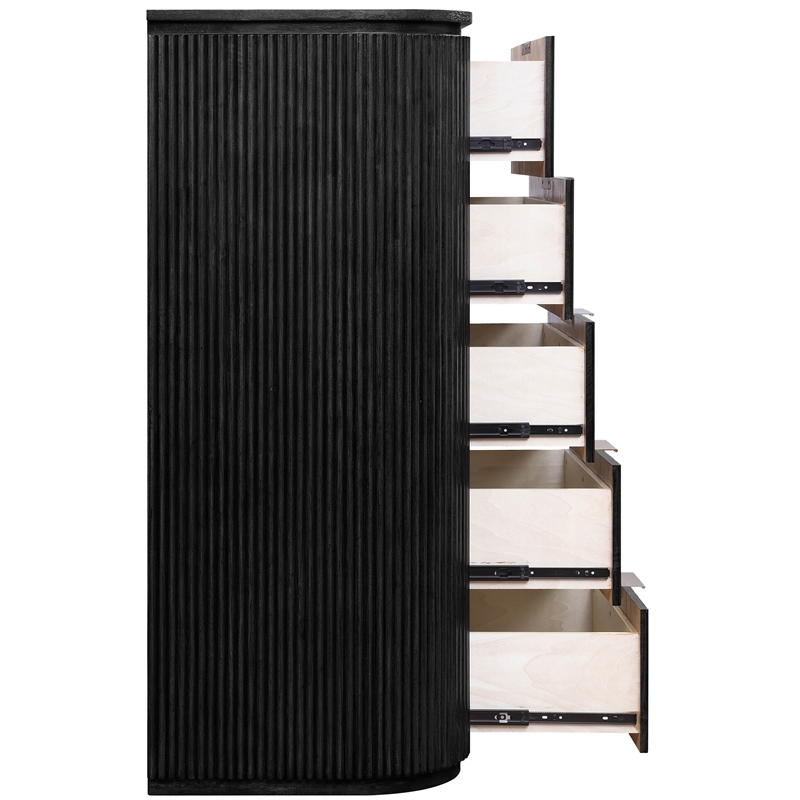 Meridian Furniture Astrid Black Solid Wood And Oak Veneer Chest