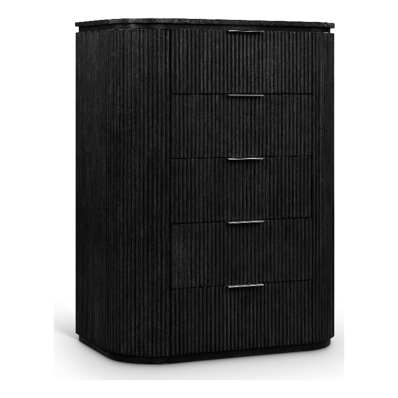 Meridian Furniture Astrid Black Solid Wood And Oak Veneer Chest
