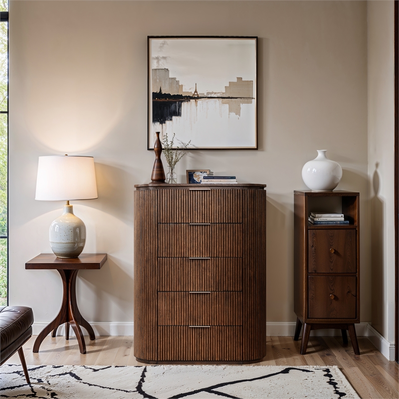 Meridian Furniture Astrid Brown Solid Wood And Oak Veneer Chest