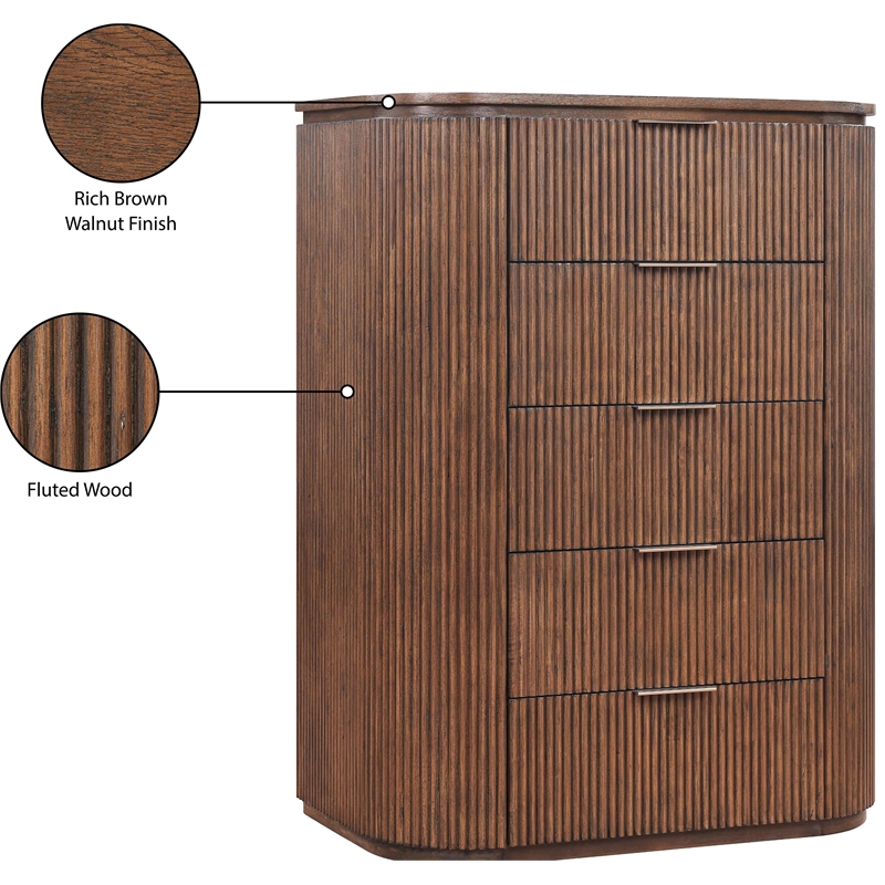 Meridian Furniture Astrid Brown Solid Wood And Oak Veneer Chest