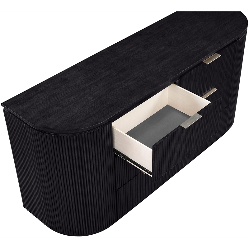 Meridian Furniture Astrid Black Solid Wood And Oak Veneer Dresser