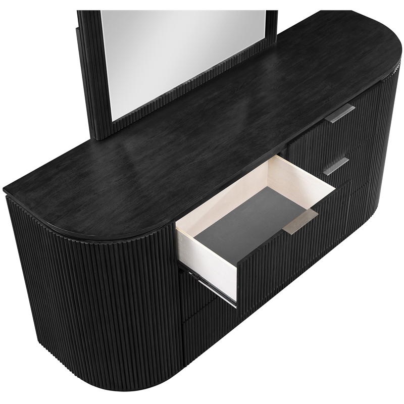 Meridian Furniture Astrid Black Solid Wood And Oak Veneer Dresser