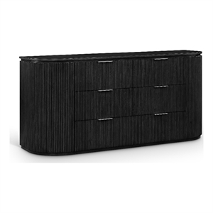 Meridian Furniture Astrid Black Solid Wood And Oak Veneer Dresser