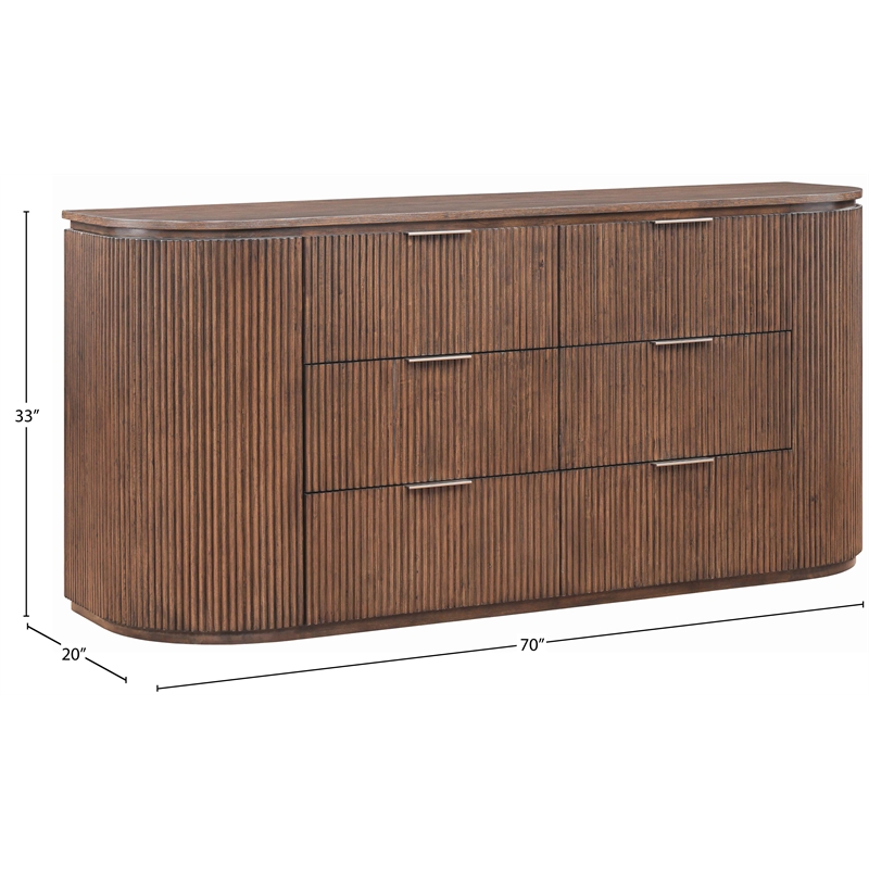 Meridian Furniture Astrid Brown Solid Wood And Oak Veneer Dresser