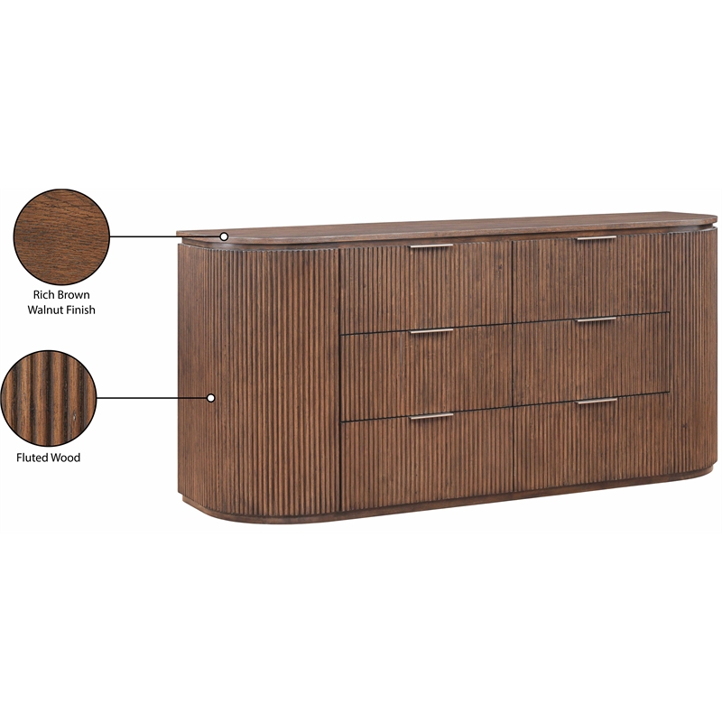 Meridian Furniture Astrid Brown Solid Wood And Oak Veneer Dresser