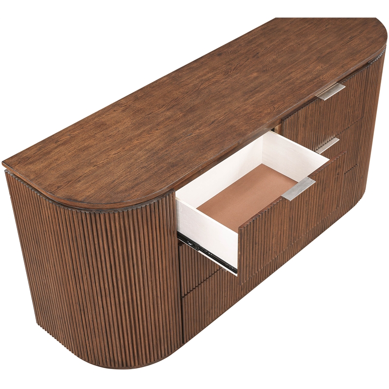 Meridian Furniture Astrid Brown Solid Wood And Oak Veneer Dresser