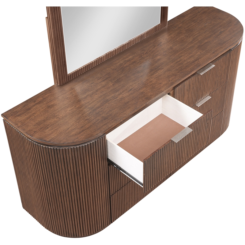 Meridian Furniture Astrid Brown Solid Wood And Oak Veneer Dresser