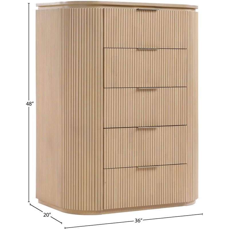 Meridian Furniture Astrid Natural Solid Wood And Oak Veneer Chest