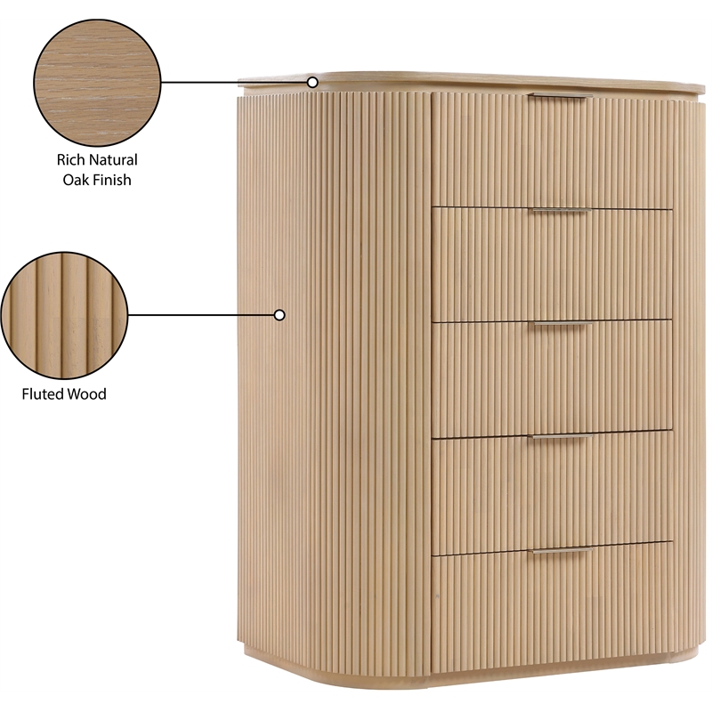 Meridian Furniture Astrid Natural Solid Wood And Oak Veneer Chest