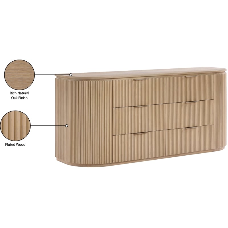 Meridian Furniture Astrid Natural Solid Wood And Oak Veneer Dresser