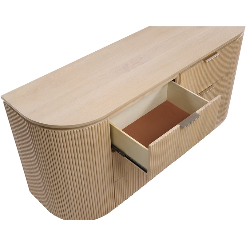 Meridian Furniture Astrid Natural Solid Wood And Oak Veneer Dresser