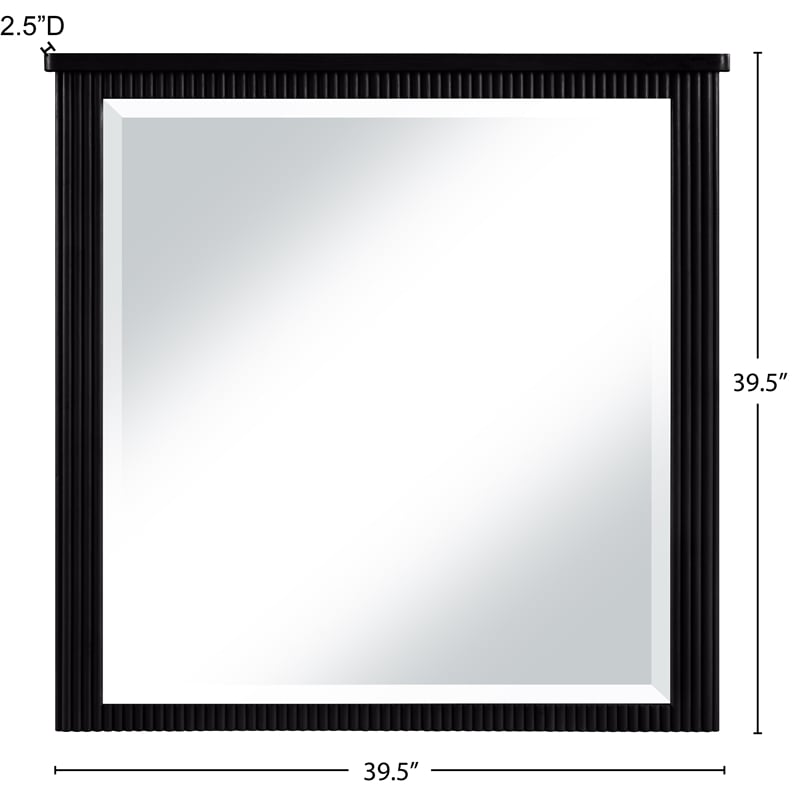 Meridian Furniture Astrid Black Solid Wood And Oak Veneer Mirror
