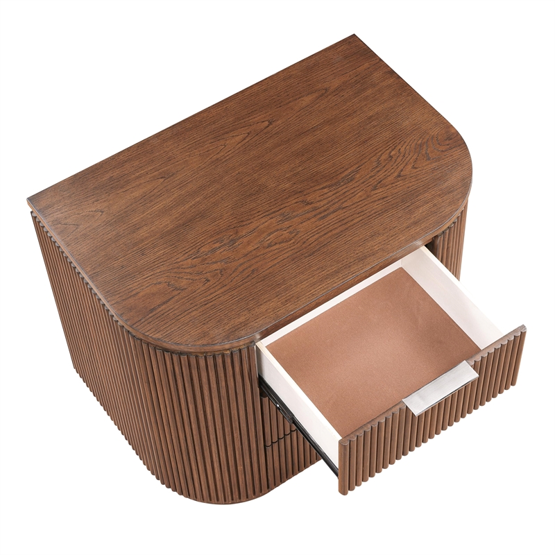 Meridian Furniture Astrid Black Solid Wood And Oak Veneer Nightstand