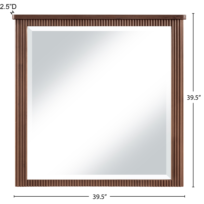 Meridian Furniture Astrid Brown Solid Wood And Oak Veneer Mirror