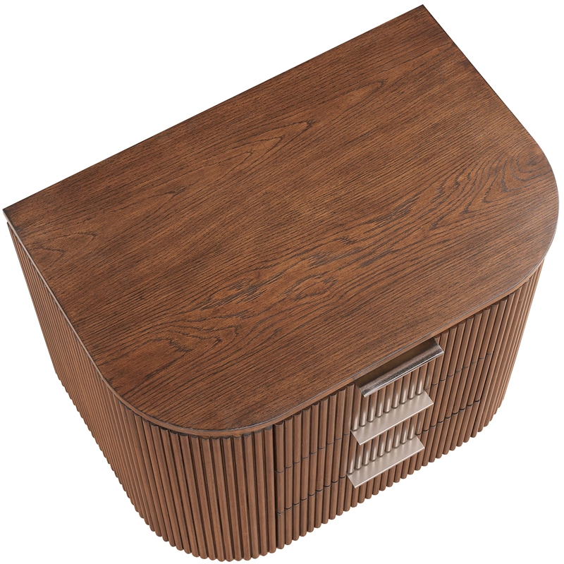 Meridian Furniture Astrid Brown Solid Wood And Oak Veneer Nightstand
