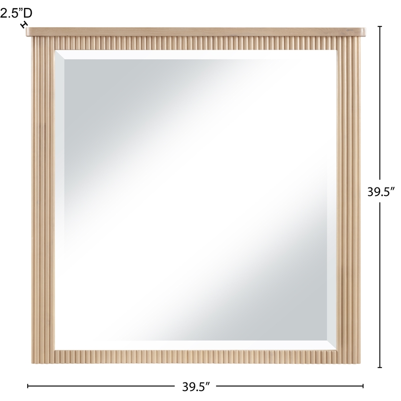 Meridian Furniture Astrid Natural Solid Wood And Oak Veneer Mirror
