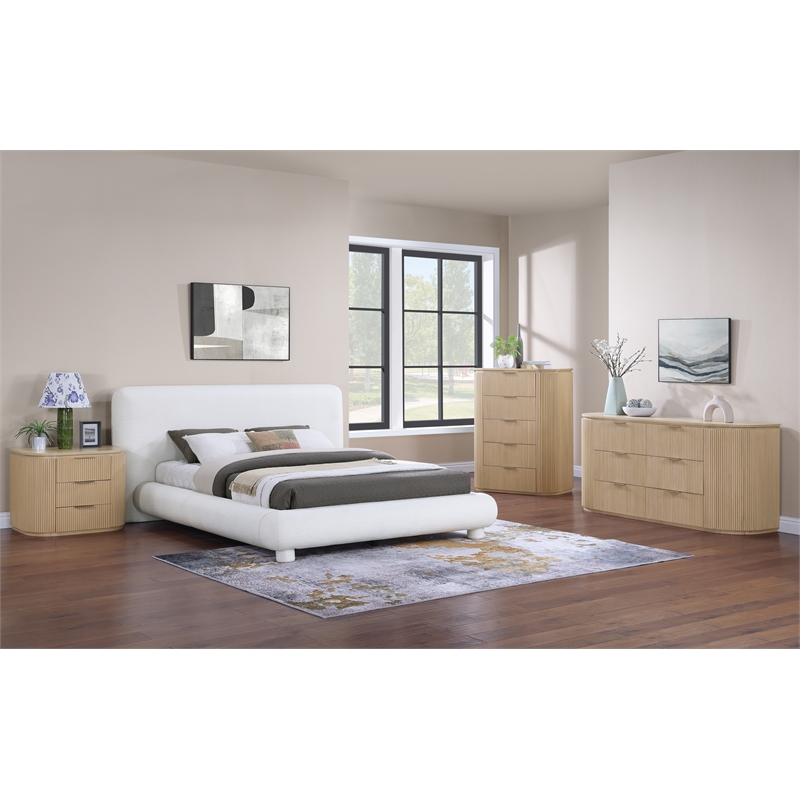 Meridian Furniture Astrid Natural Solid Wood And Oak Veneer Mirror