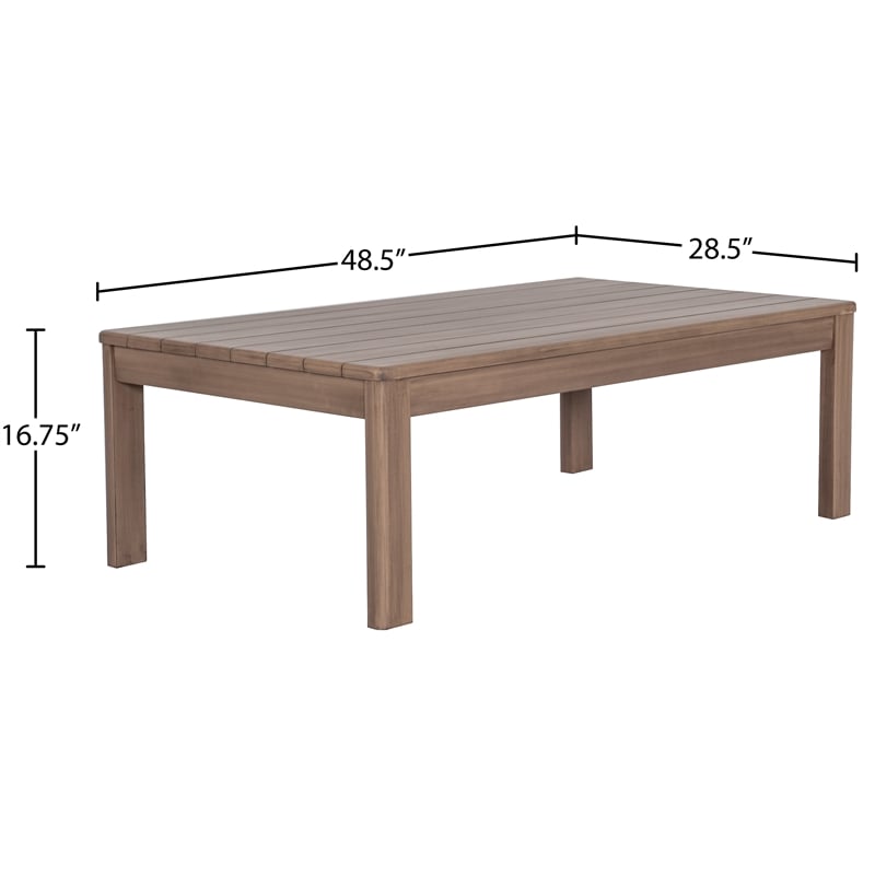 Meridian Furniture Newport Natural Acacia Wood Patio Coffee Table