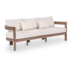 Meridian Furniture Newport 86.75&quot Cream Water Resist Fabric Patio Sofa w/ Cover