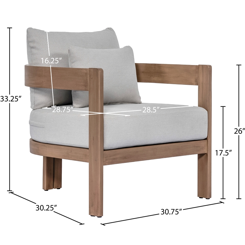 Meridian Furniture Newport Grey Water Resist Fabric Patio Chair w/ Cover