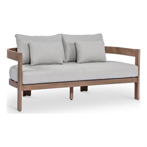 Meridian Furniture Newport 65&quot Grey Water Resist Fabric Patio Loveseat w/ Cover