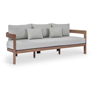 Meridian Furniture Newport 86.75&quot Grey Water Resist Fabric Patio Sofa w/ Cover
