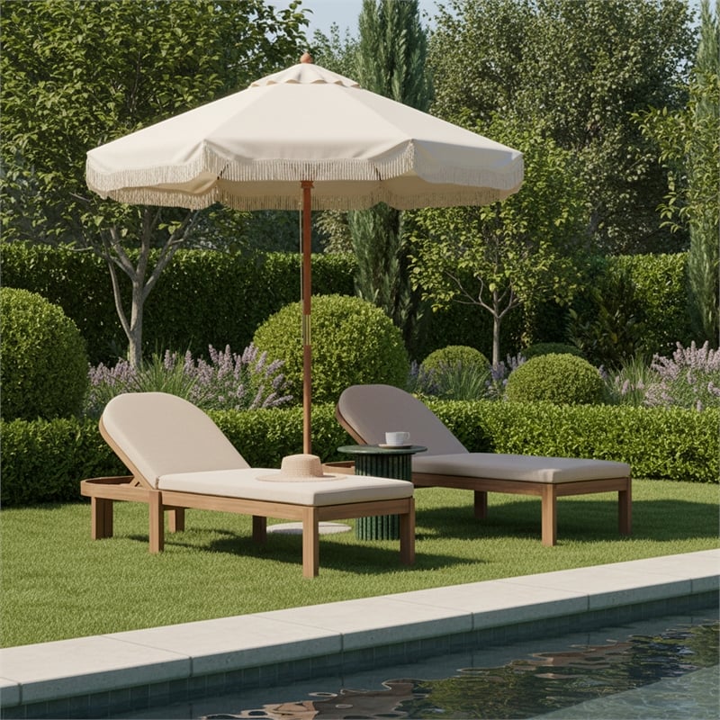 Meridian Furniture Newport Beige Water Resist Fabric Patio Lounge Chair w/ Cover