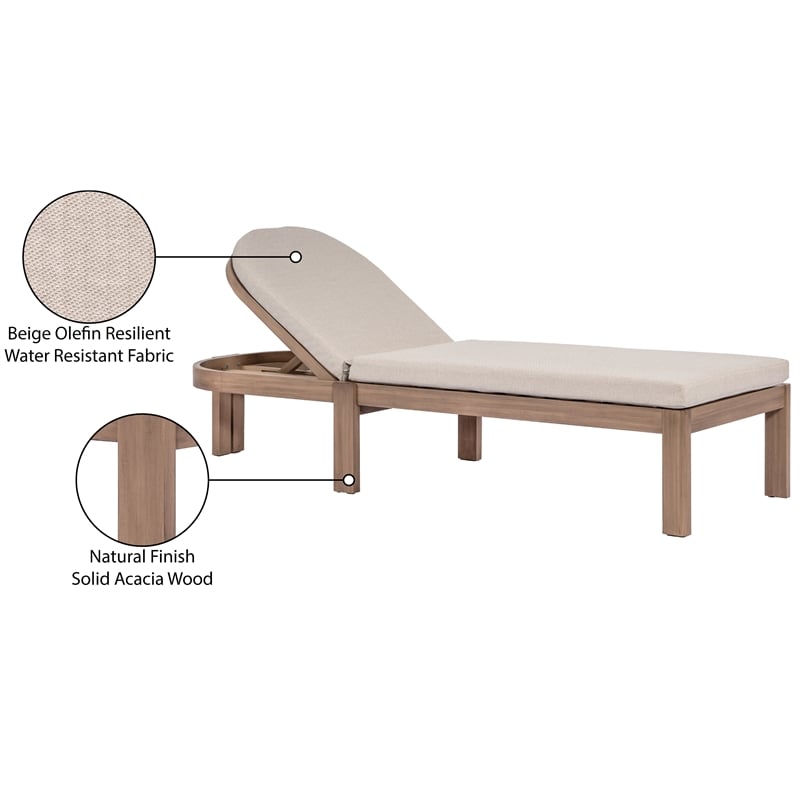 Meridian Furniture Newport Beige Water Resist Fabric Patio Lounge Chair w/ Cover