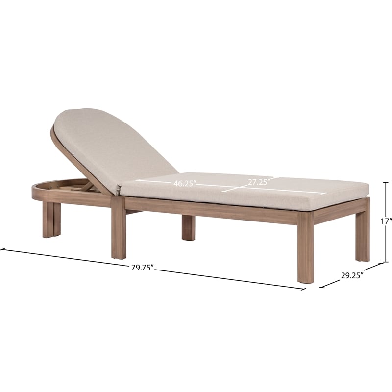 Meridian Furniture Newport Beige Water Resist Fabric Patio Lounge Chair w/ Cover
