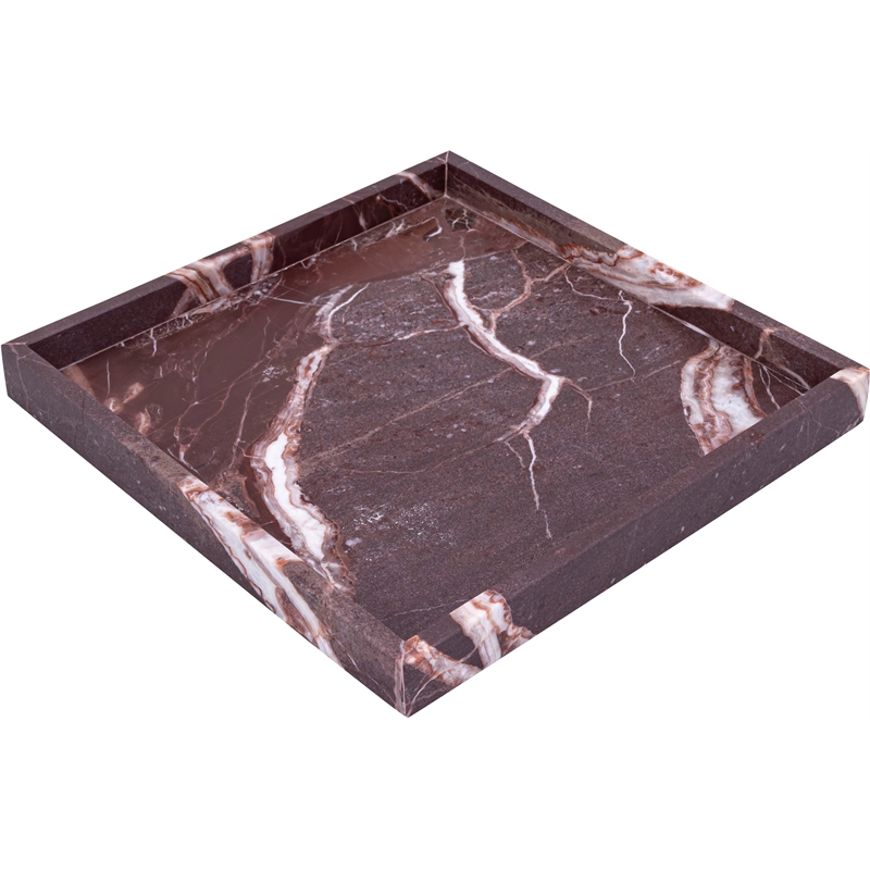 Meridian Furniture Barletta Cherry Square Marble Tray