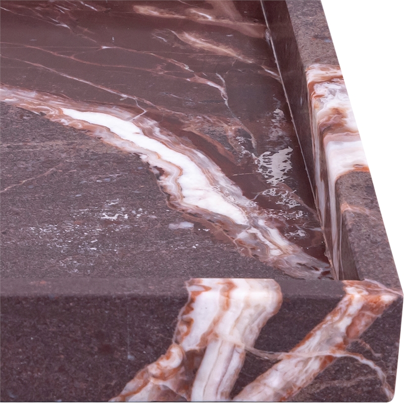 Meridian Furniture Barletta Cherry Square Marble Tray