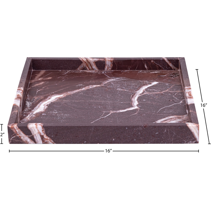 Meridian Furniture Barletta Cherry Square Marble Tray