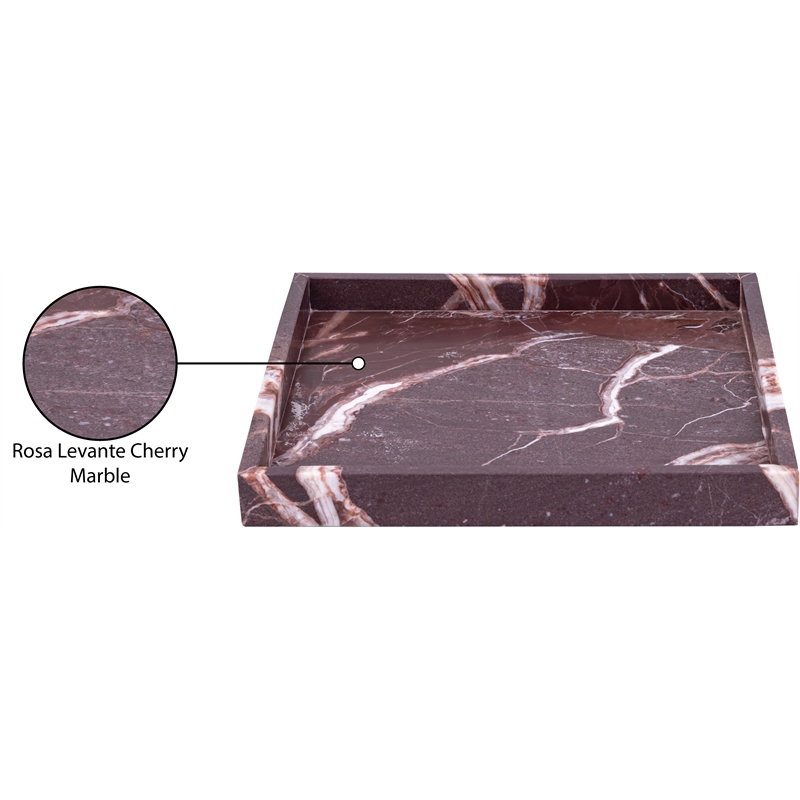 Meridian Furniture Barletta Cherry Square Marble Tray