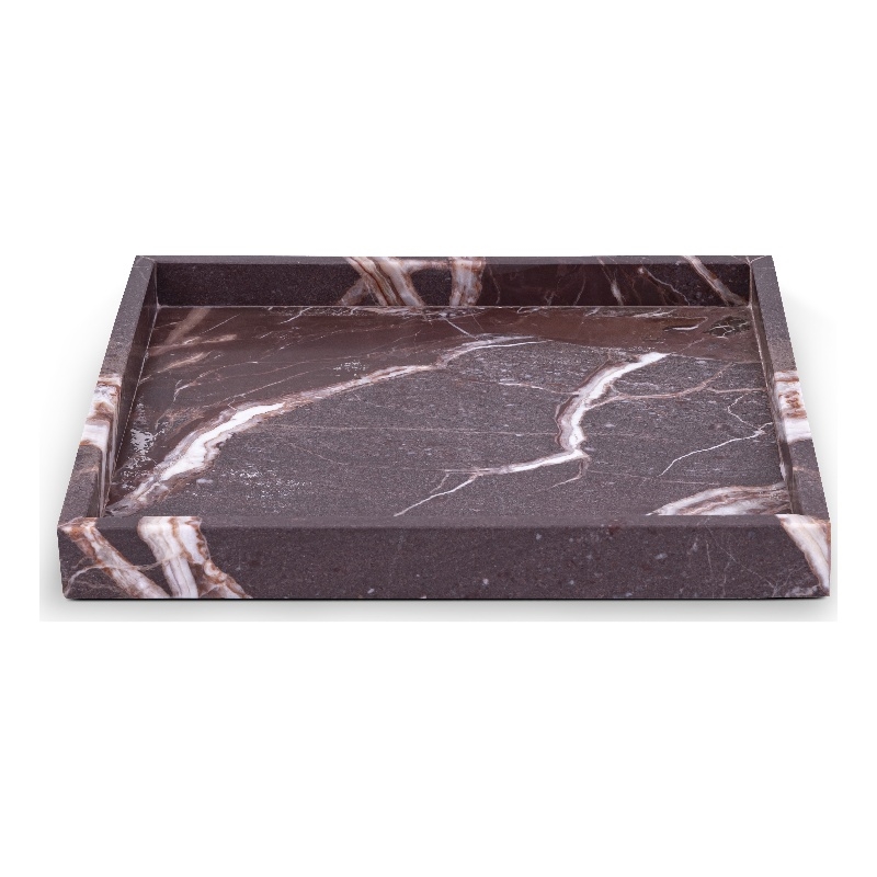 Meridian Furniture Barletta Cherry Square Marble Tray
