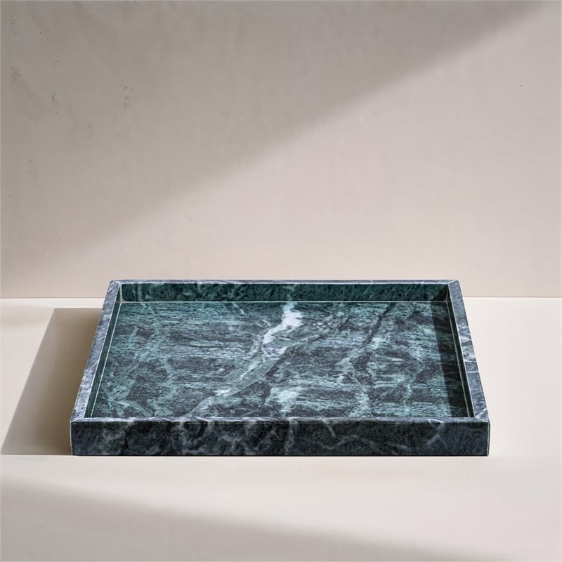 Meridian Furniture Barletta Green Square Marble Tray