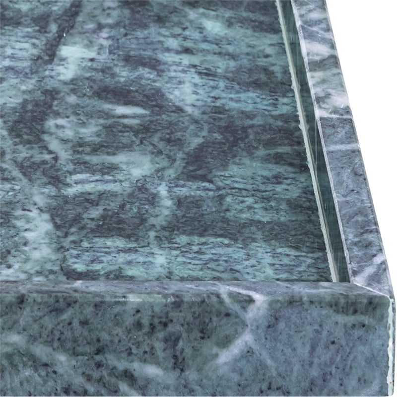 Meridian Furniture Barletta Green Square Marble Tray