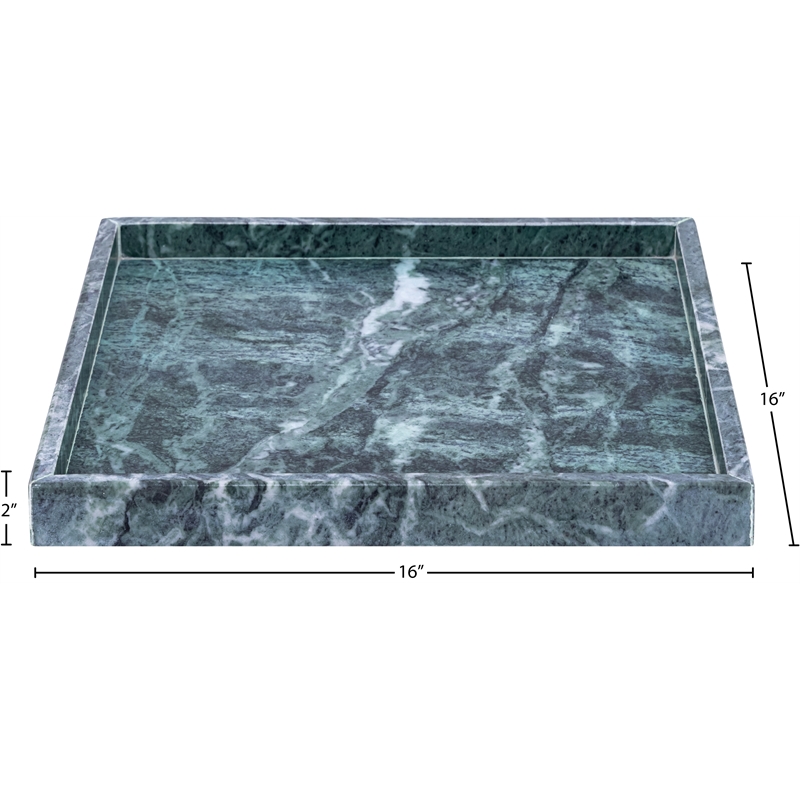 Meridian Furniture Barletta Green Square Marble Tray
