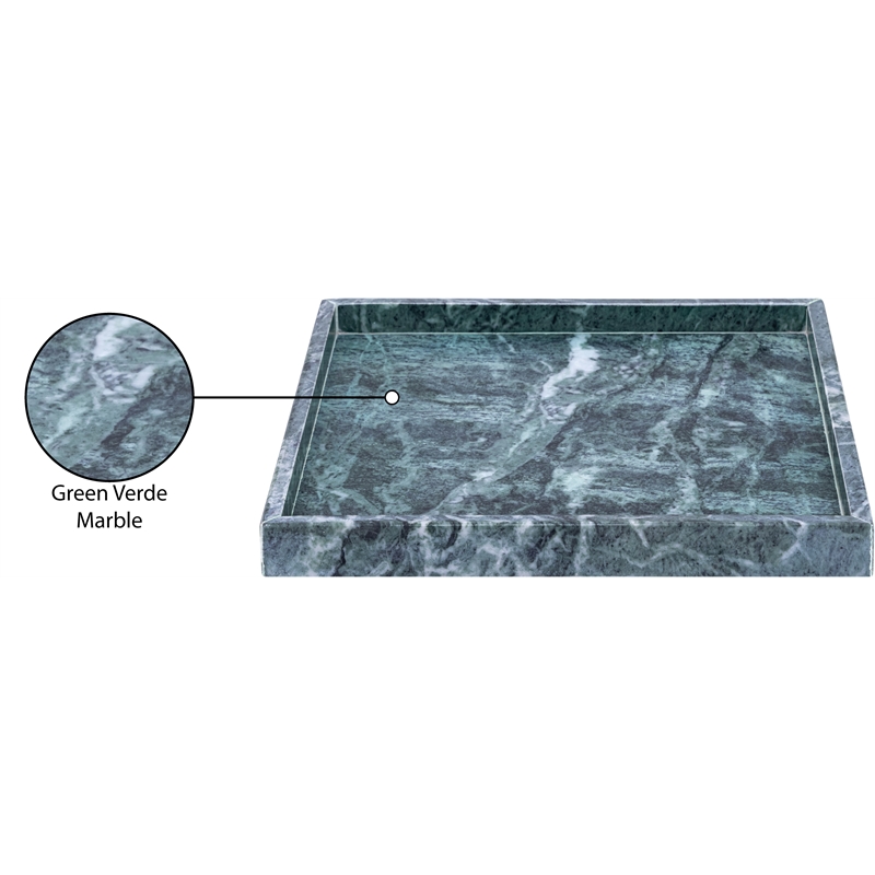 Meridian Furniture Barletta Green Square Marble Tray