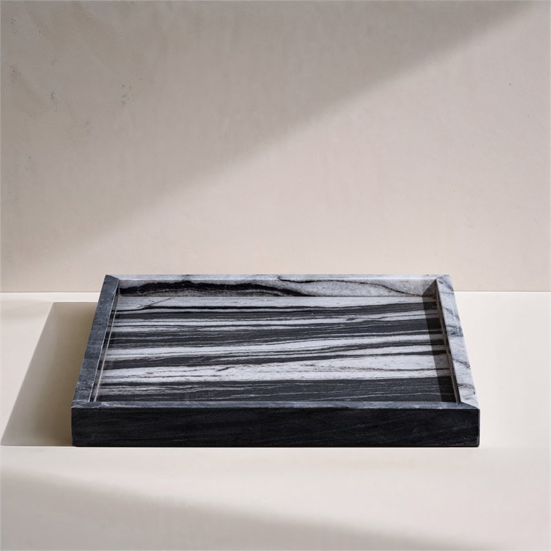 Meridian Furniture Barletta Panda Square Marble Tray