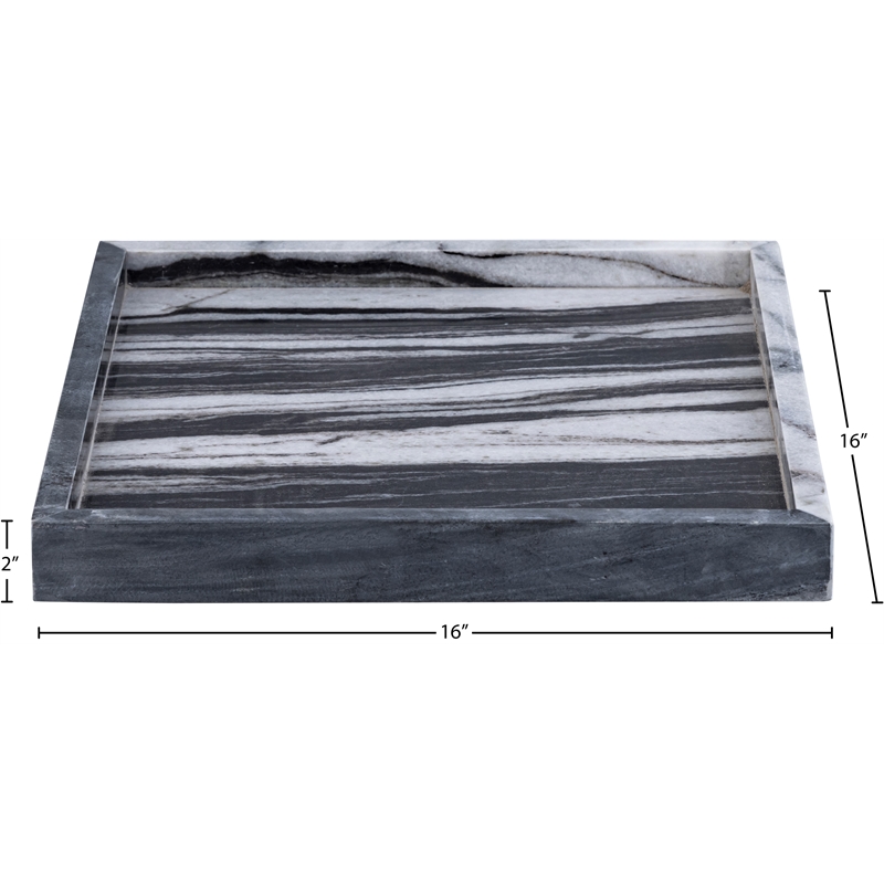 Meridian Furniture Barletta Panda Square Marble Tray