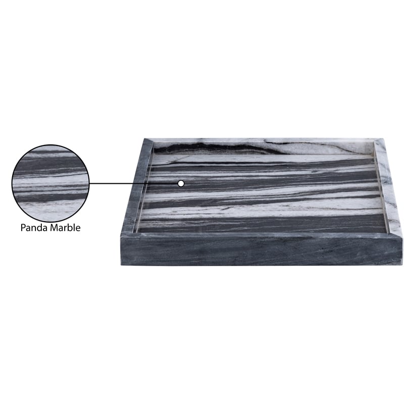Meridian Furniture Barletta Panda Square Marble Tray