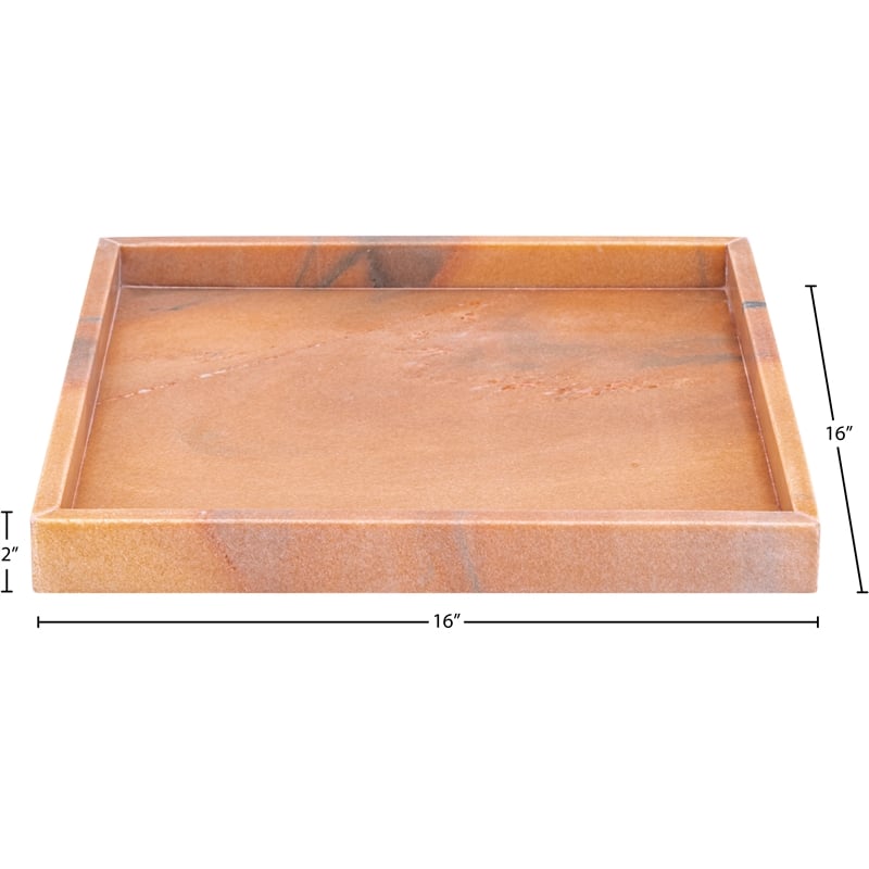 Meridian Furniture Barletta Pink Square Marble Tray