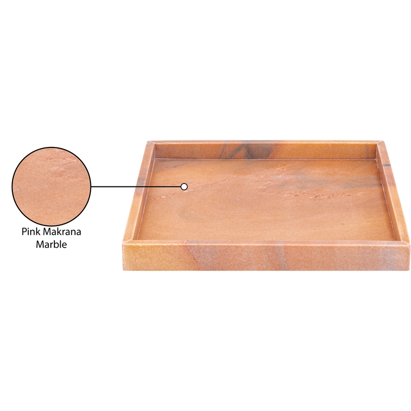 Meridian Furniture Barletta Pink Square Marble Tray