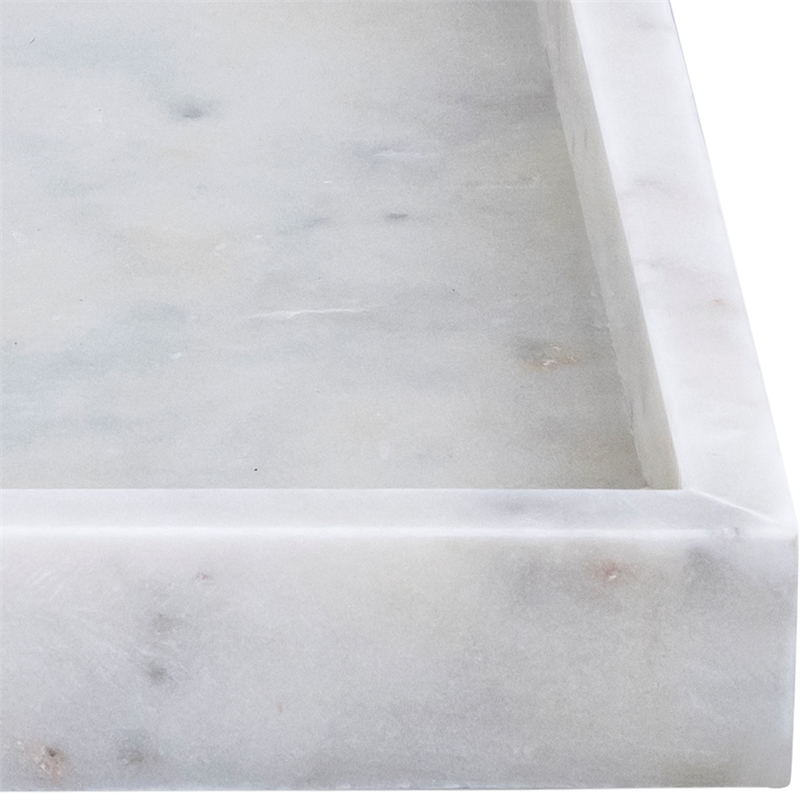 Meridian Furniture Barletta White Square Marble Tray