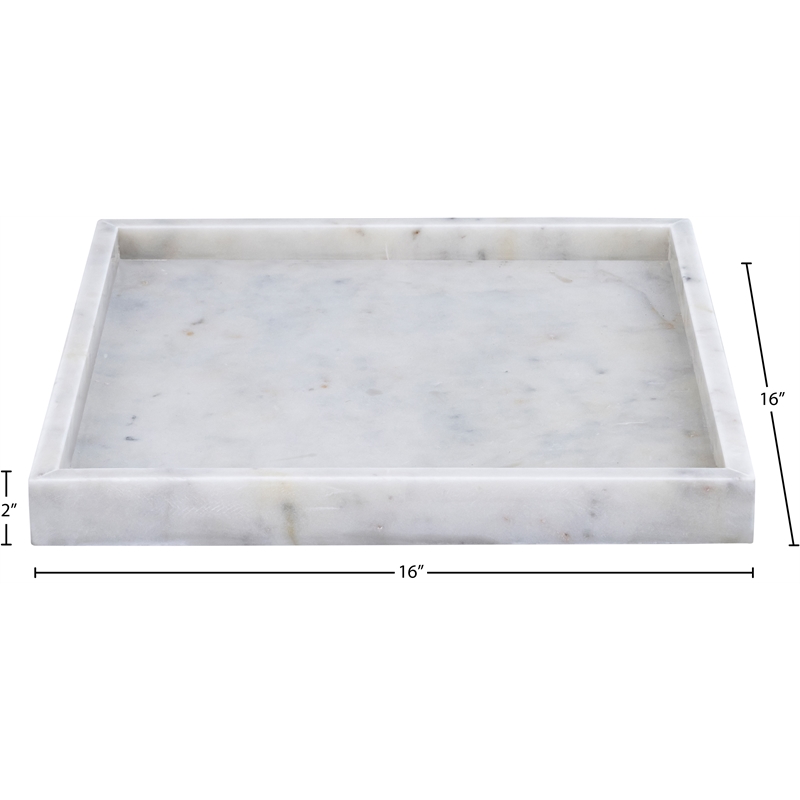 Meridian Furniture Barletta White Square Marble Tray
