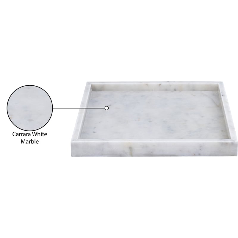 Meridian Furniture Barletta White Square Marble Tray