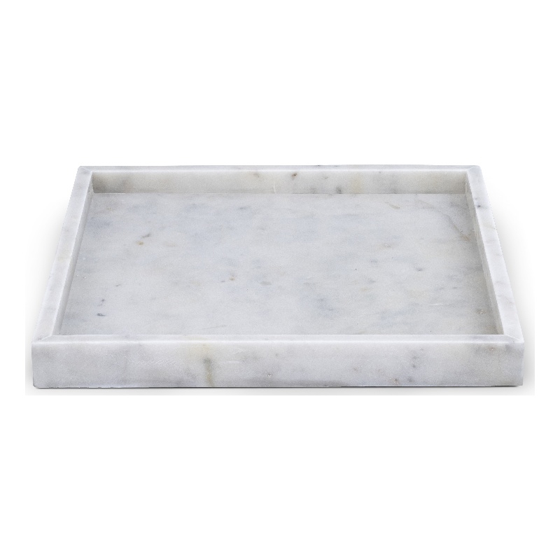 Meridian Furniture Barletta White Square Marble Tray