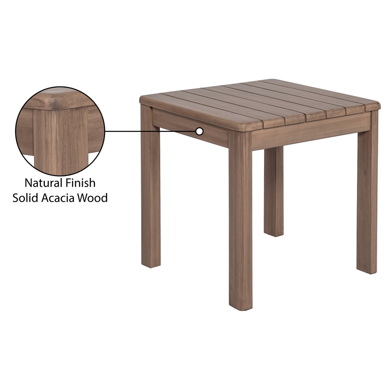 Meridian Furniture Newport Natural Acacia Wood Patio End Table